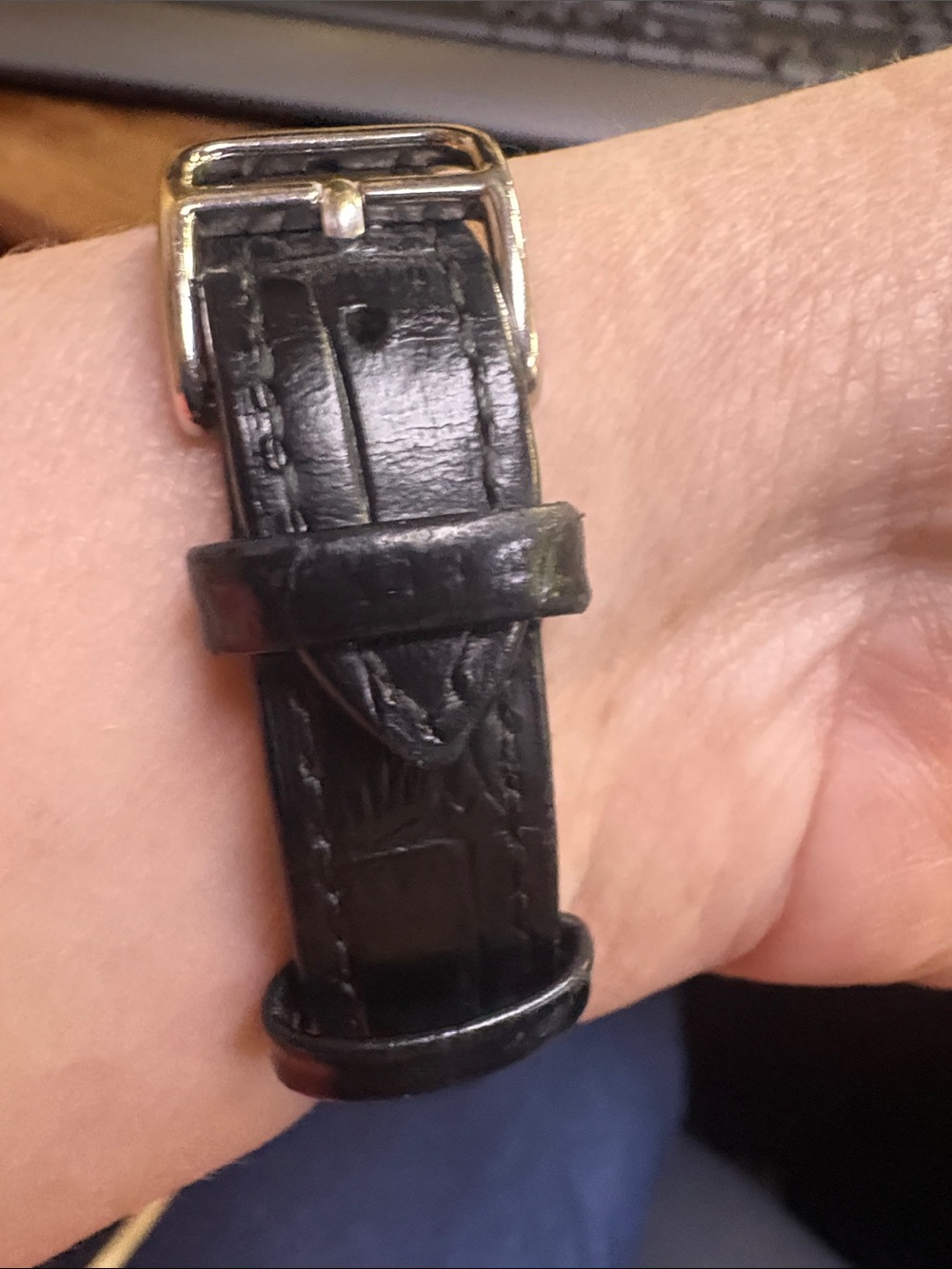 Hermes Black Leather Strap Silver-Tone Case Watch - Picture 7 of 14
